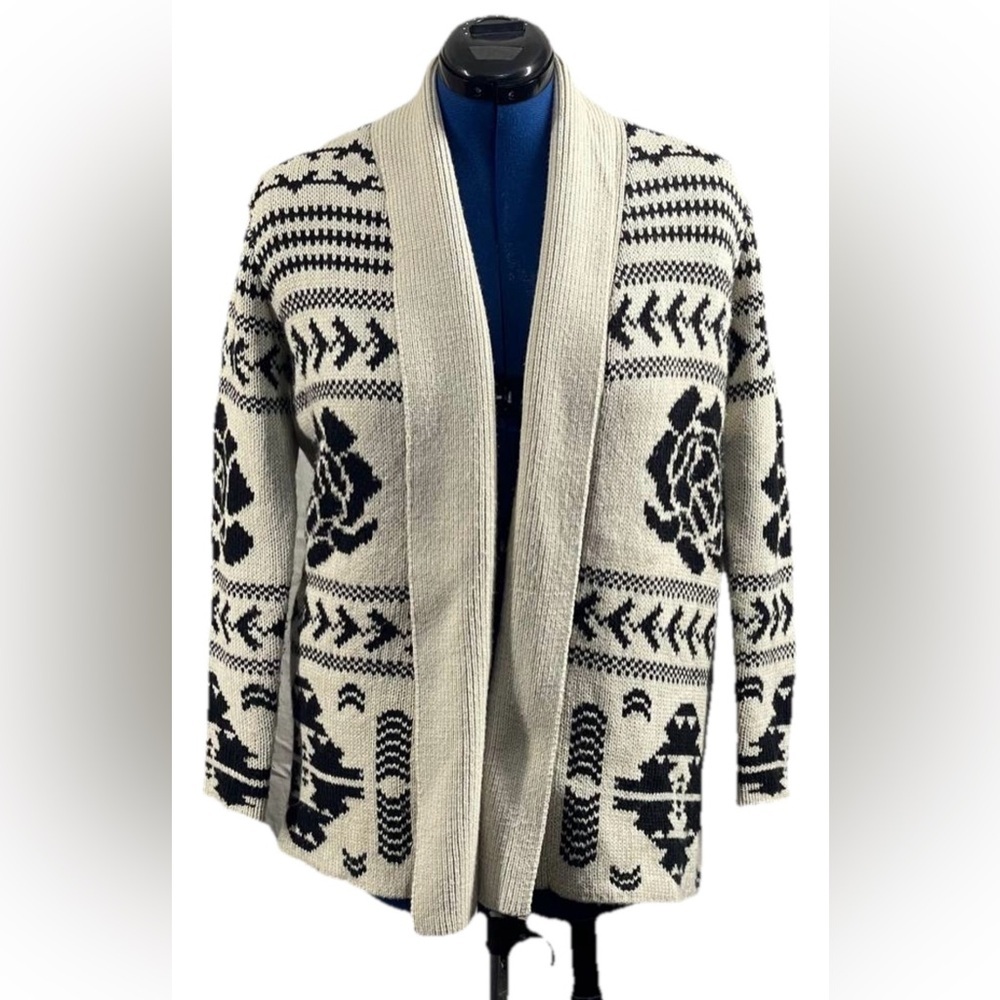 Jack By BB Dakota Open Front Cardigan Size XS Aztec Boho Floral Oversized